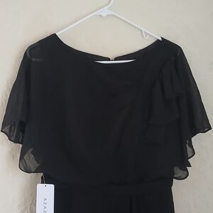 Azazie Aalyiah Elegant Modest Black Chiffon Dress